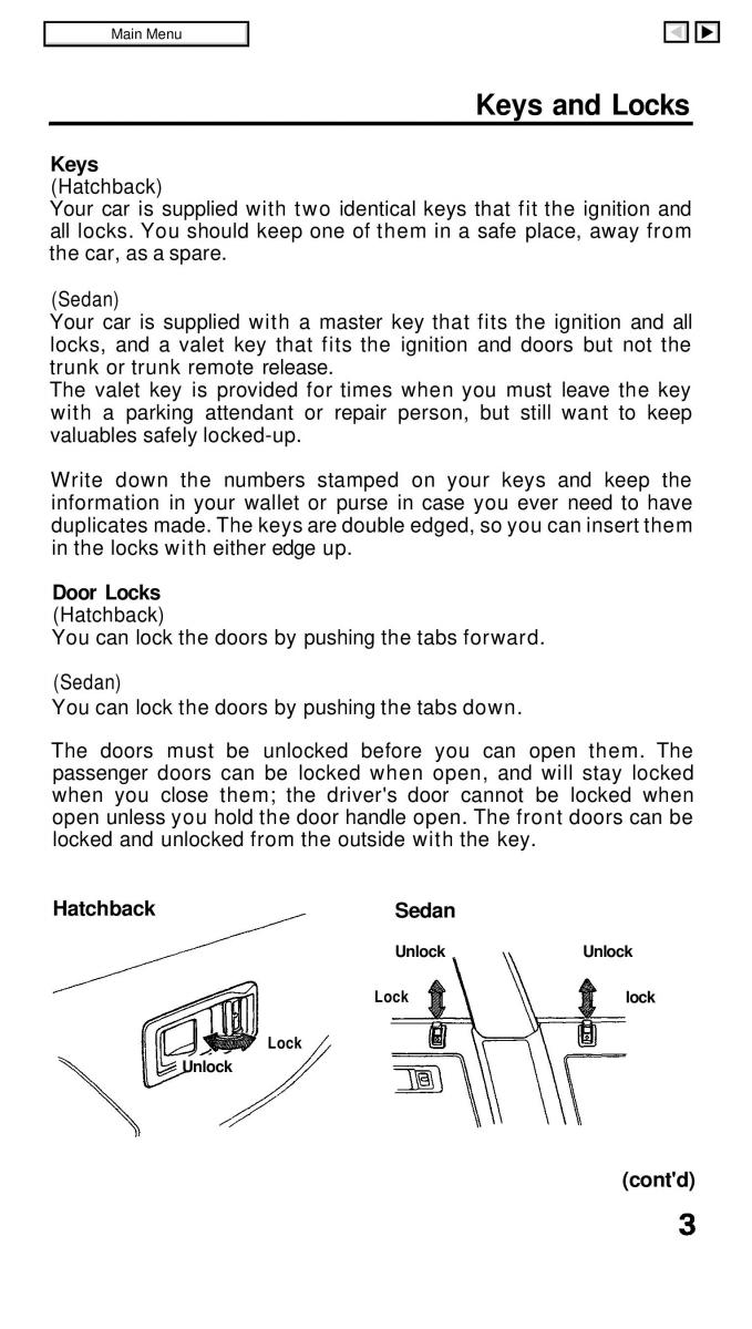manual  Honda Civic IV 4 Hatchback Sedan owners manual / page 4