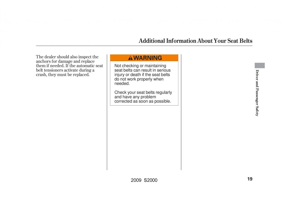 Honda S2000 AP2 owners manual / page 22