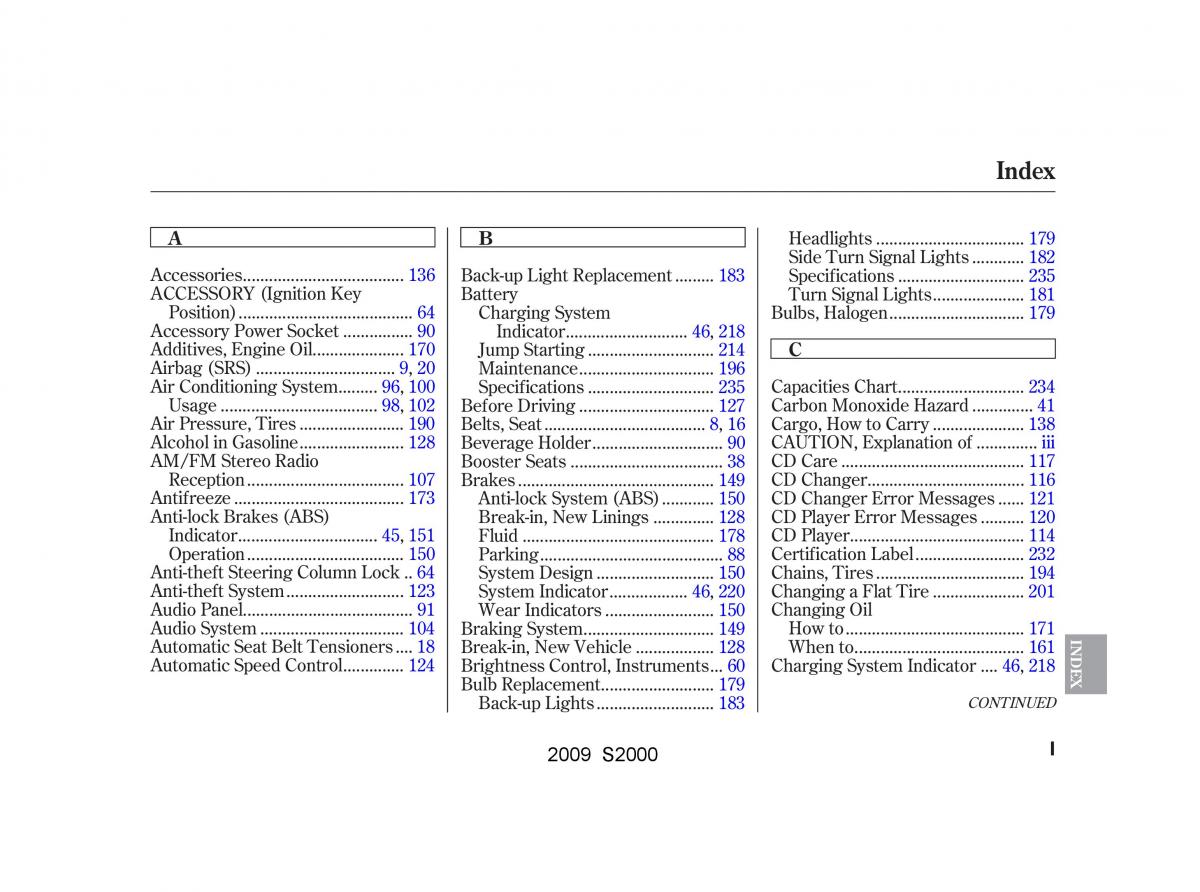 Honda S2000 AP2 owners manual / page 256