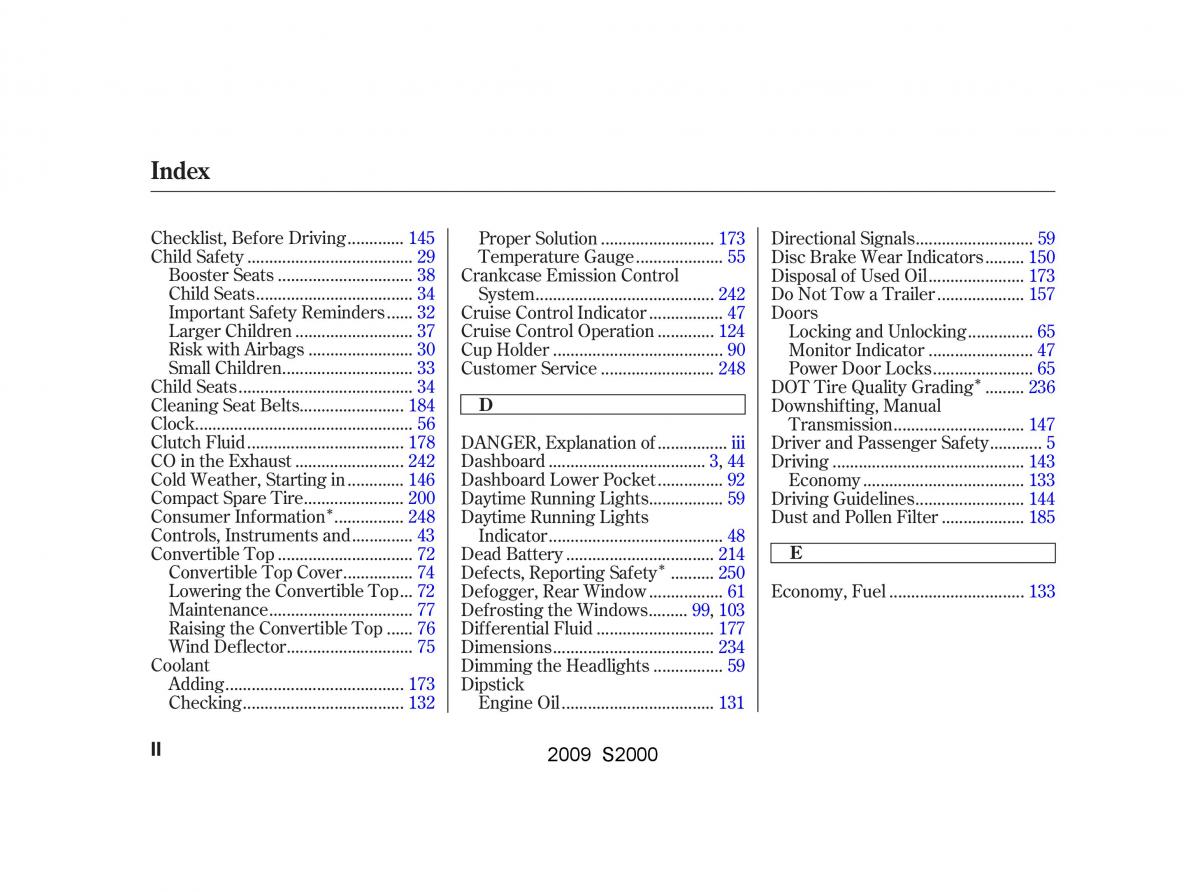 Honda S2000 AP2 owners manual / page 257