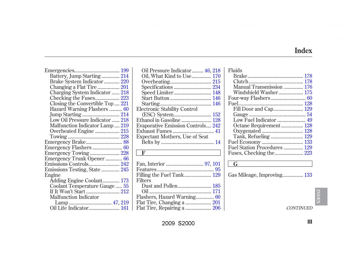 manual  Honda S2000 AP2 owners manual / page 258