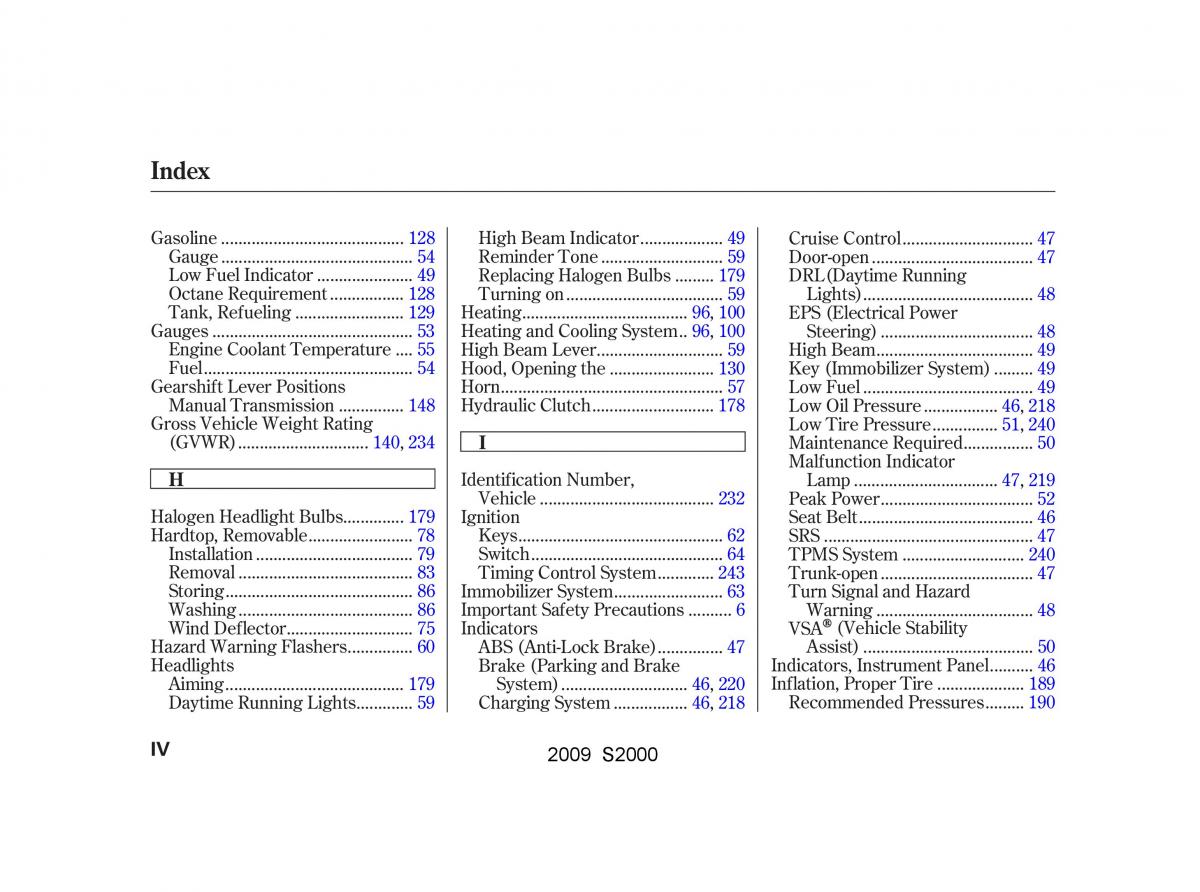 Honda S2000 AP2 owners manual / page 259