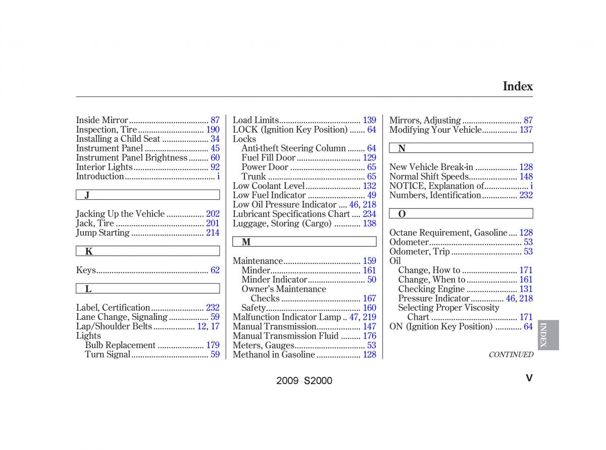 Honda S2000 AP2 owners manual / page 260