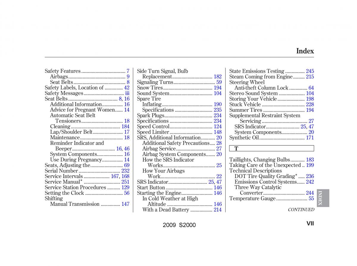 Honda S2000 AP2 owners manual / page 262