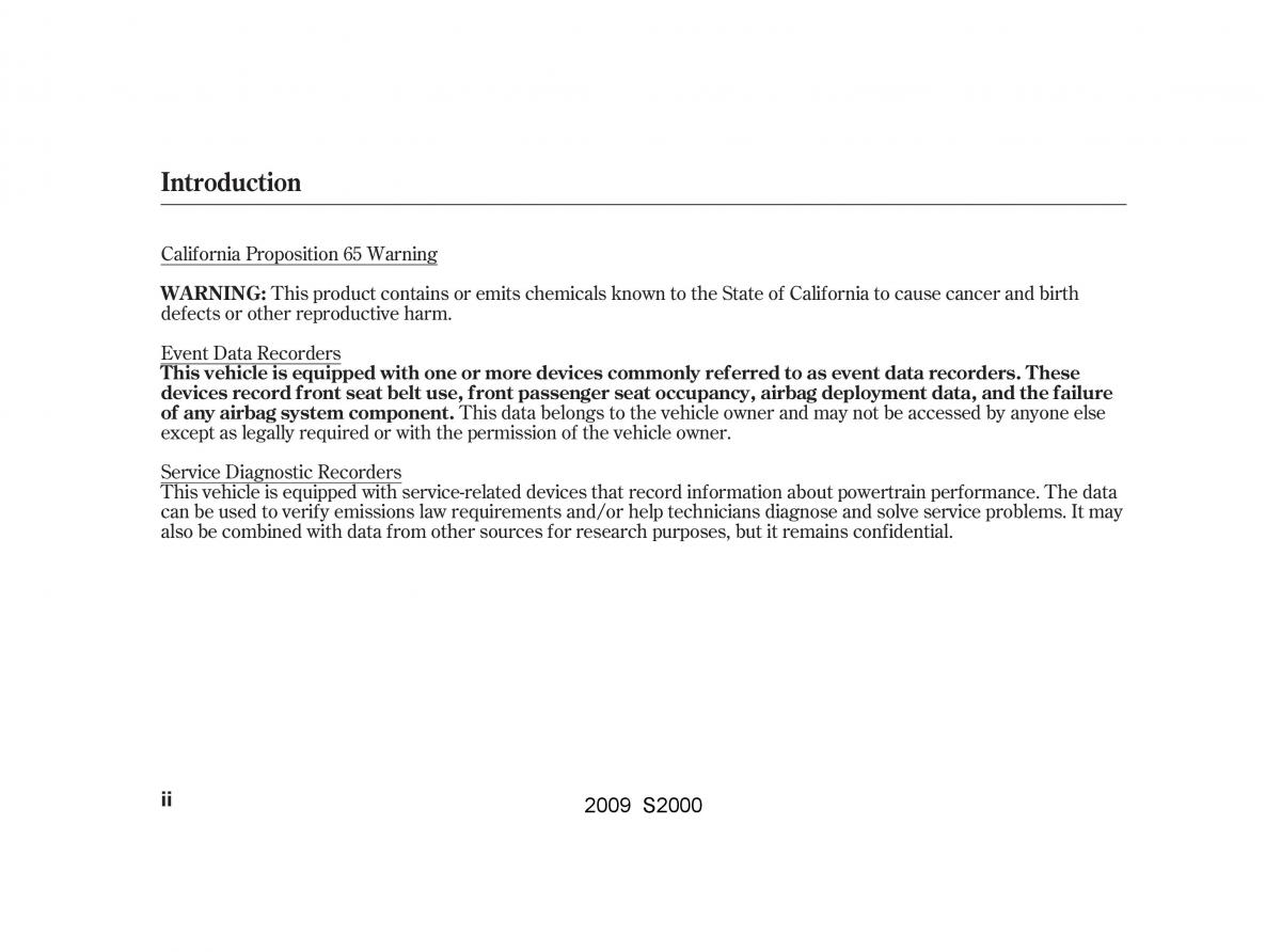 Honda S2000 AP2 owners manual / page 2