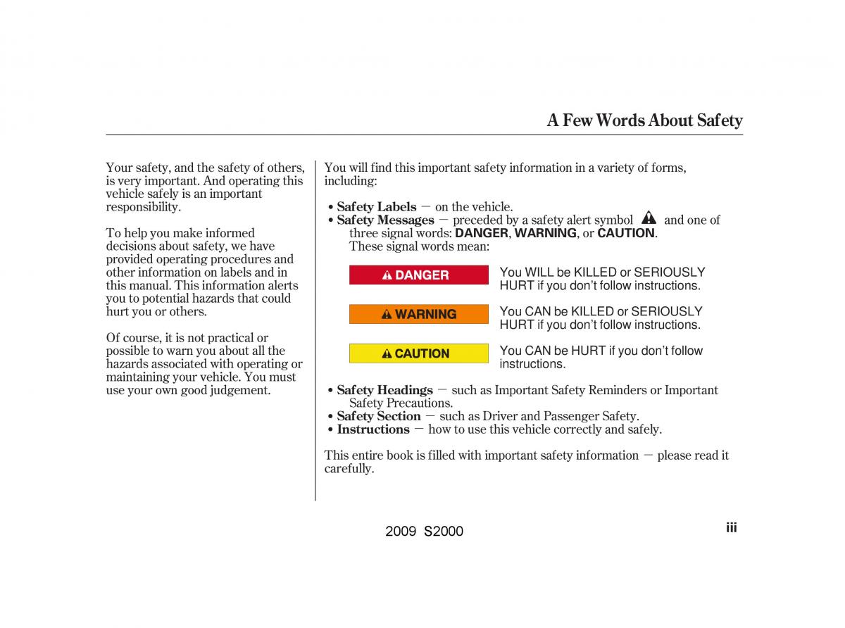 Honda S2000 AP2 owners manual / page 3