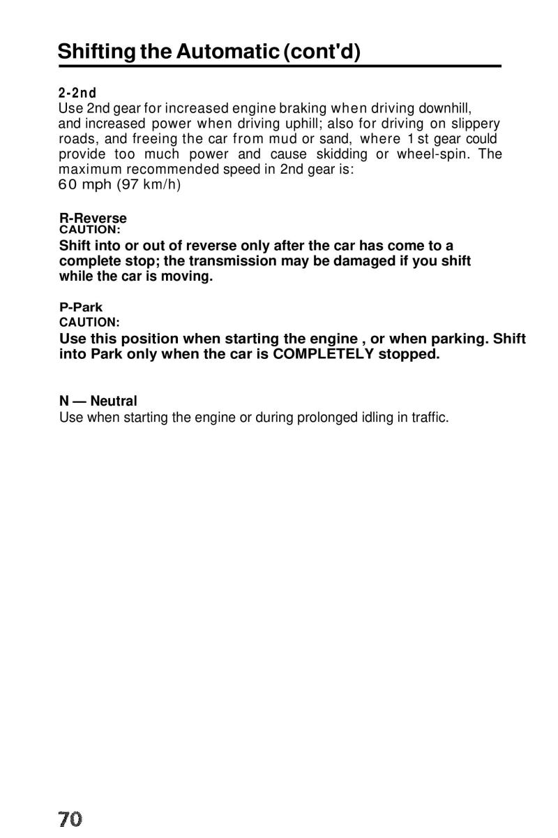 Honda Prelude III 3 owners manual / page 70