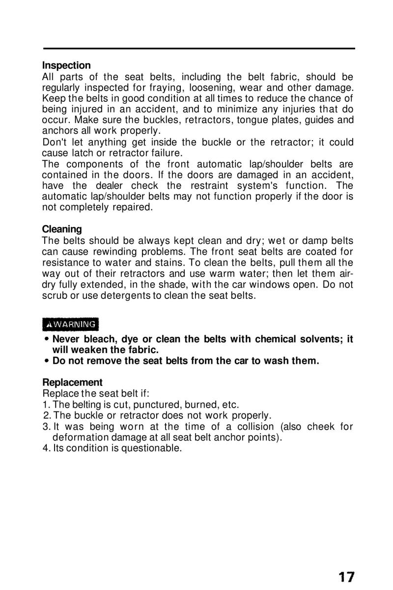Honda Prelude III 3 owners manual / page 17