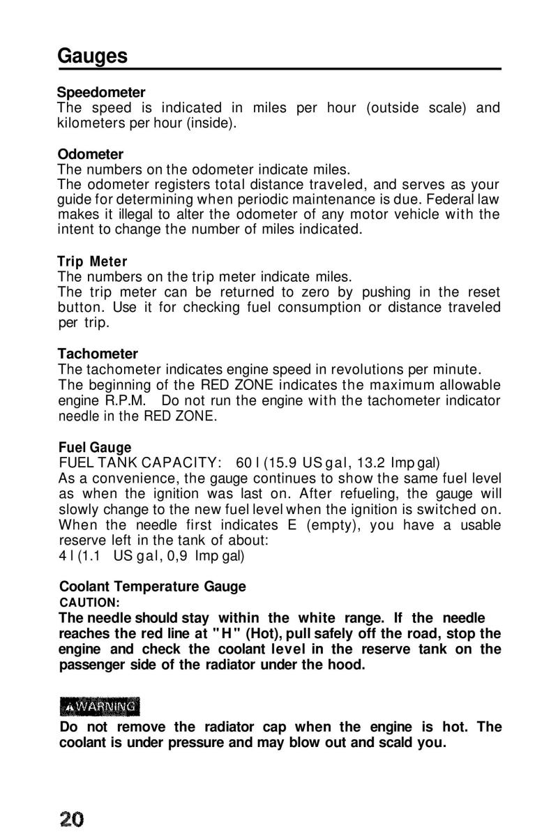Honda Prelude III 3 owners manual / page 20