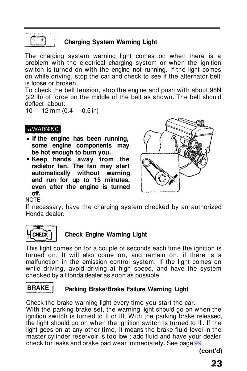 Honda Prelude III 3 owners manual / page 23