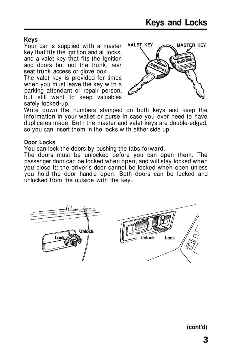 manual  Honda Prelude III 3 owners manual / page 3