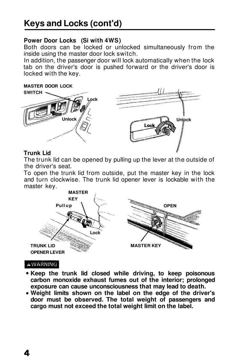 Honda Prelude III 3 owners manual / page 4