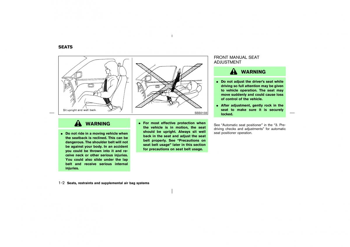 Nissan Pathfinder II 2 owners manual / page 9