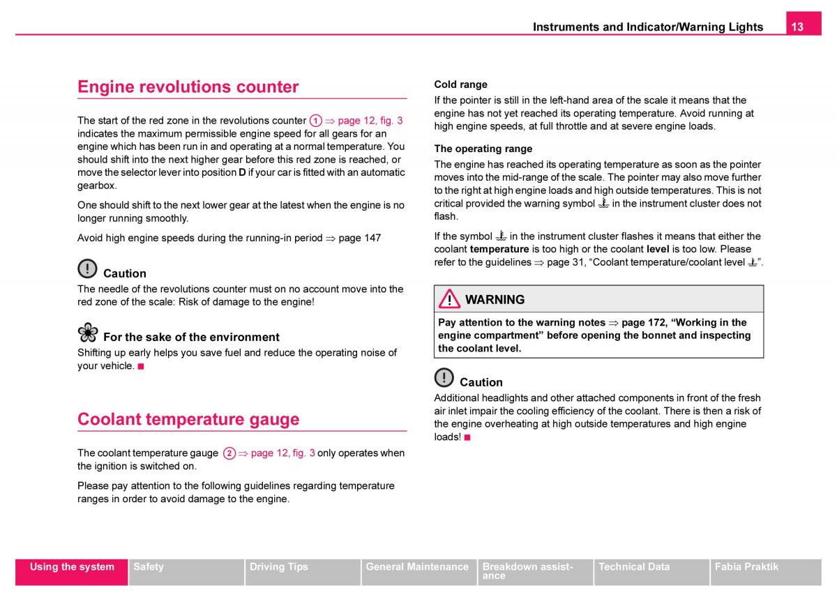 manual  Skoda Fabia I 1 owners manual / page 14