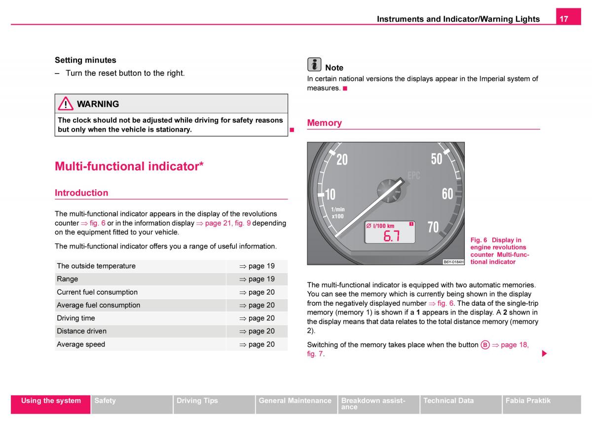 Skoda Fabia I 1 owners manual / page 18