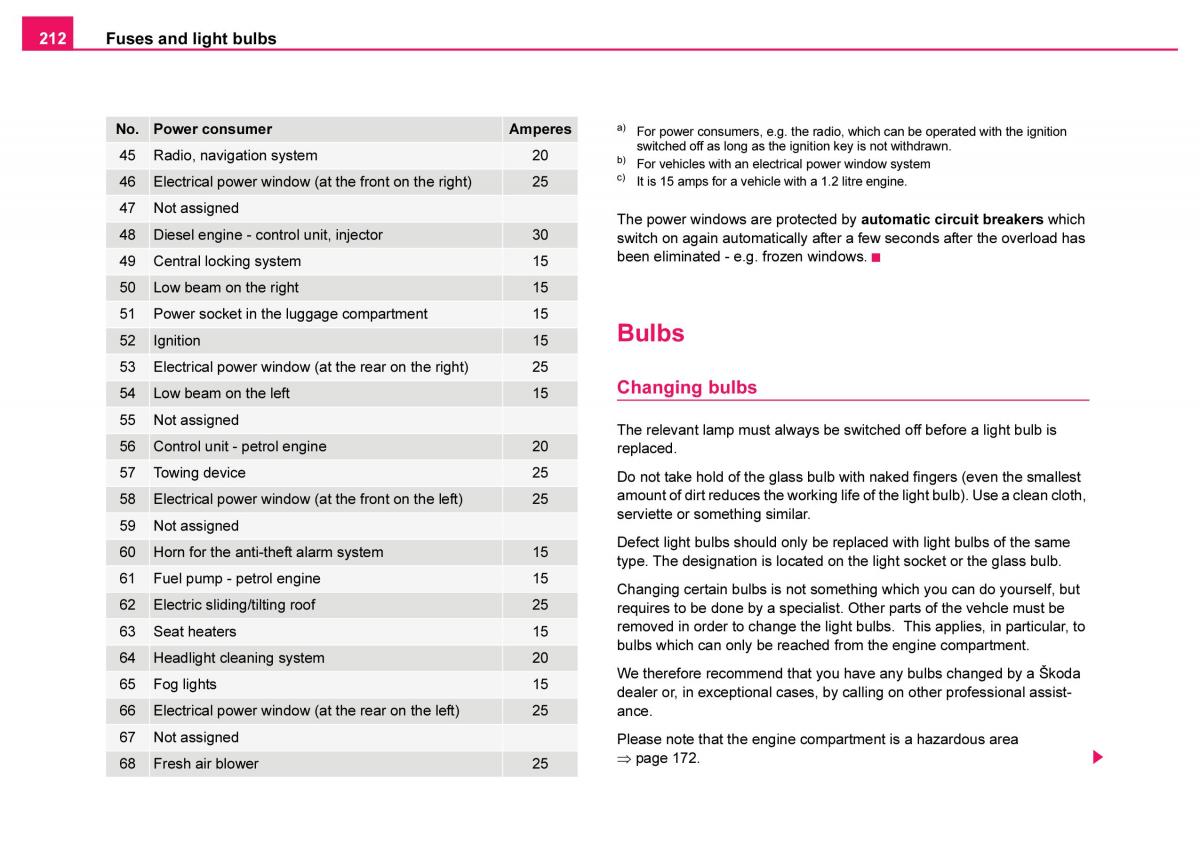 manual  Skoda Fabia I 1 owners manual / page 213