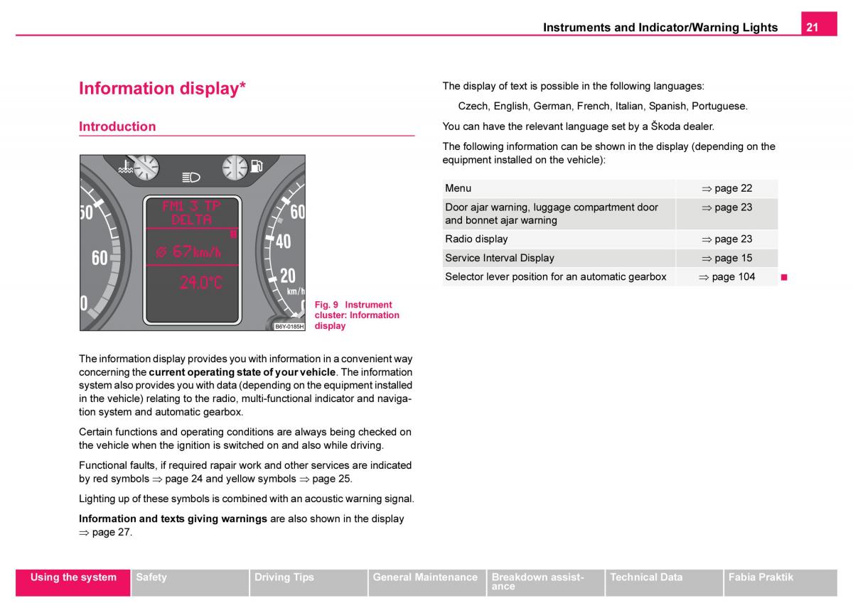 Skoda Fabia I 1 owners manual / page 22