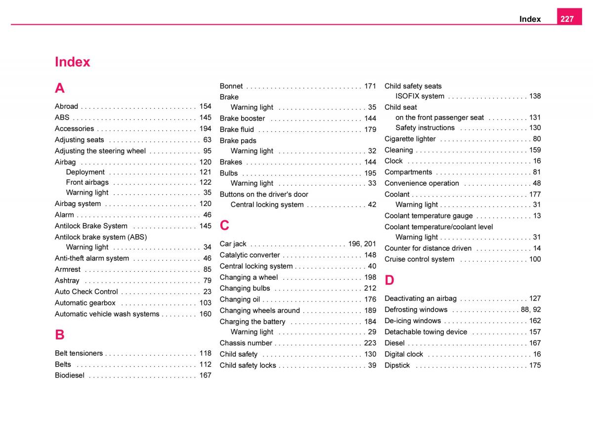 Skoda Fabia I 1 owners manual / page 228