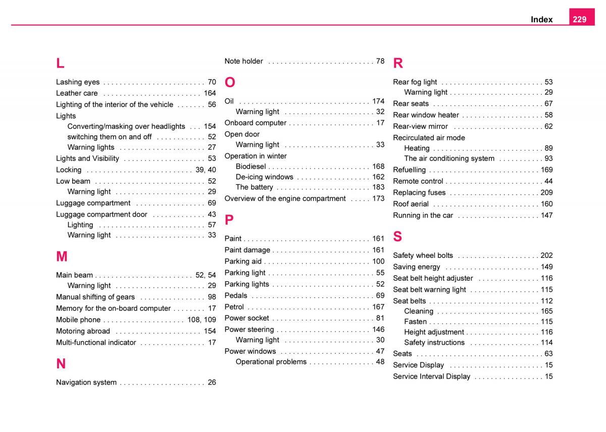 manual  Skoda Fabia I 1 owners manual / page 230