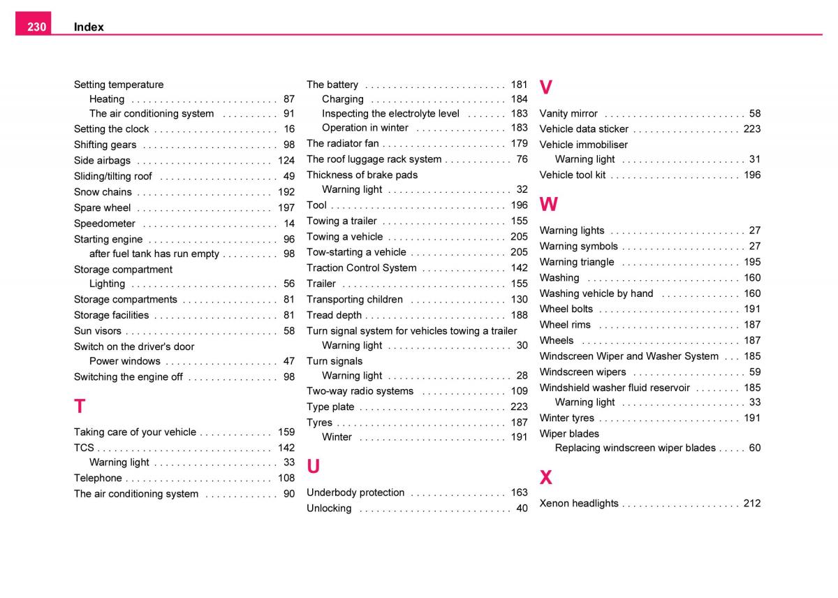 manual  Skoda Fabia I 1 owners manual / page 231