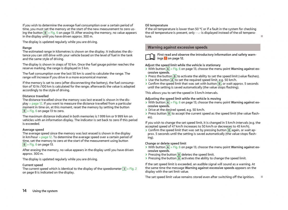 Skoda Fabia II 2 owners manual / page 16