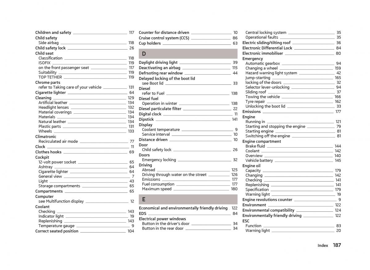 Skoda Fabia II 2 owners manual / page 189