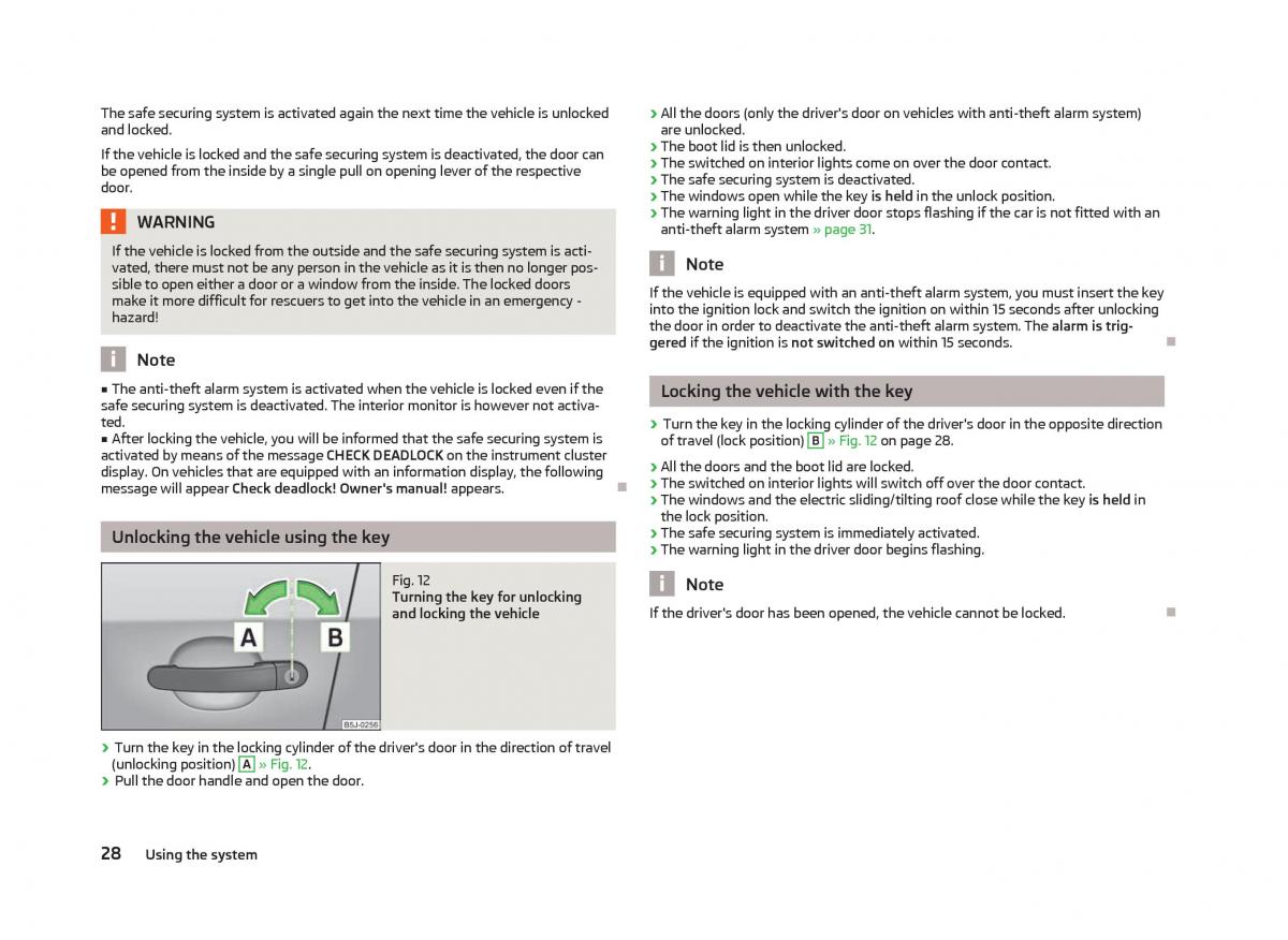 manual Skoda Fabia Skoda Fabia II 2 owners manual / page 30