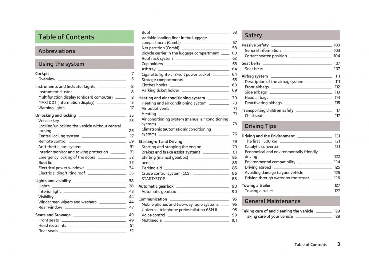 manual  Skoda Fabia II 2 owners manual / page 5