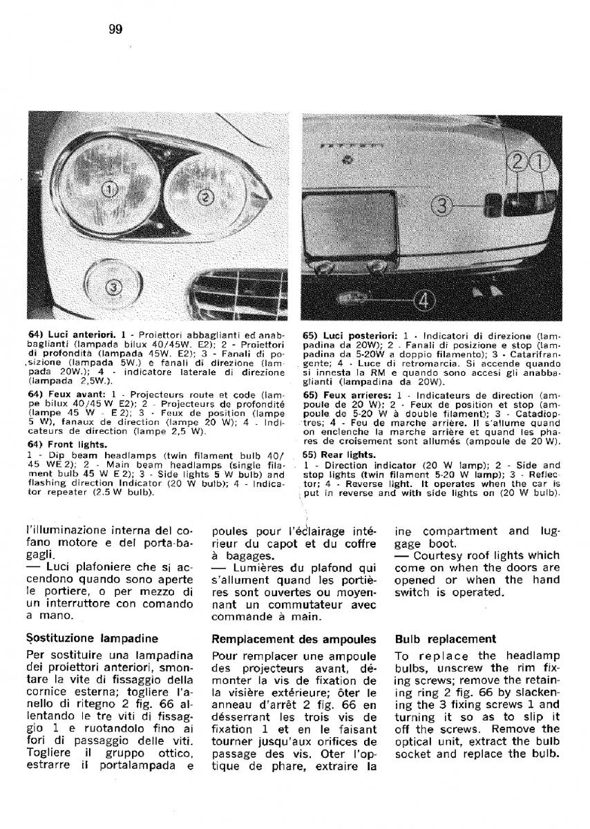 Ferrari 330 GT owners manual / page 101