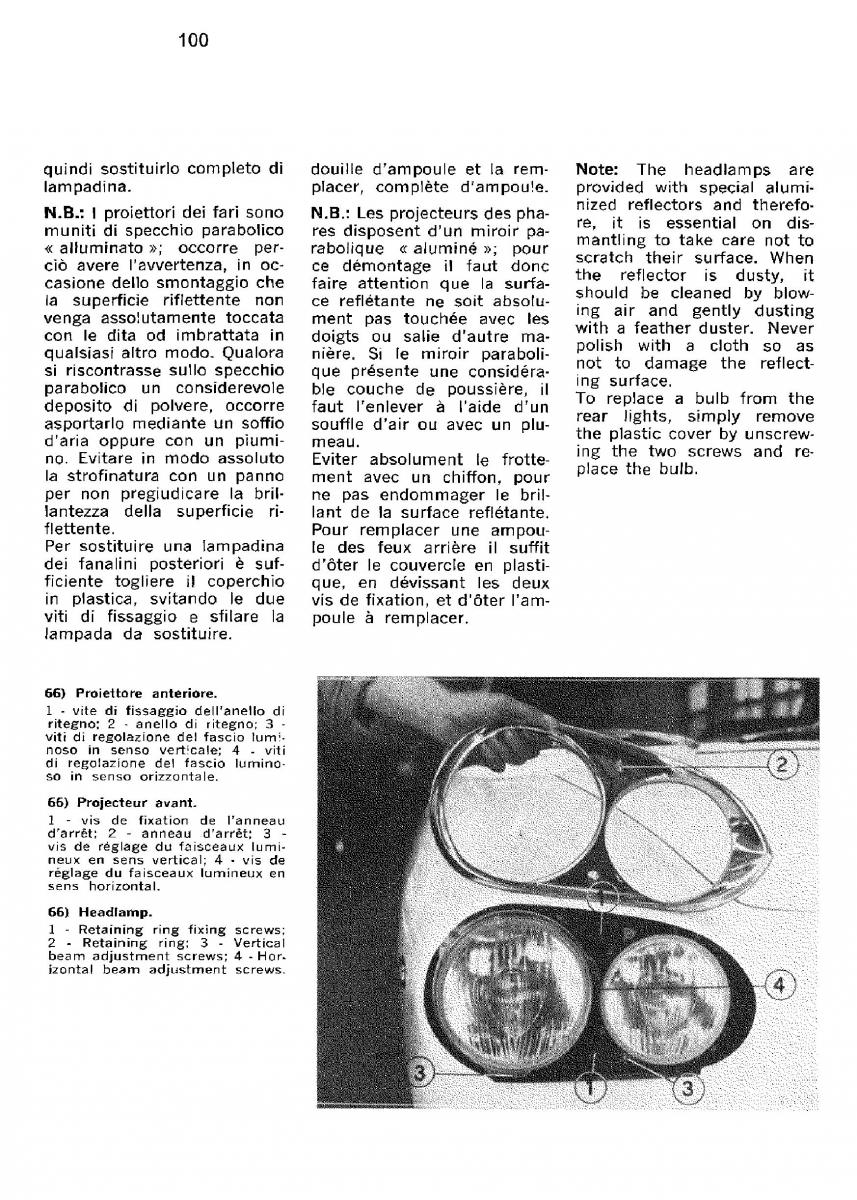 Ferrari 330 GT owners manual / page 102