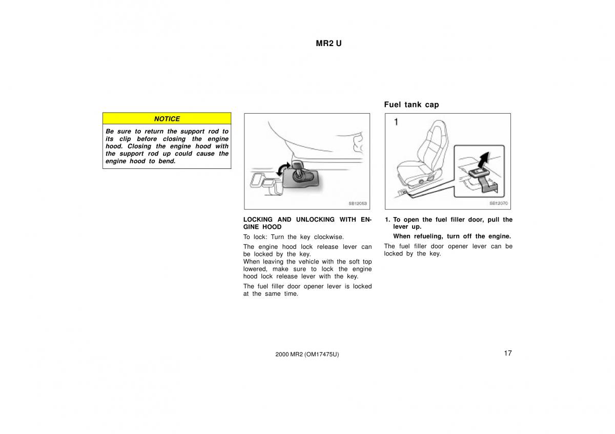 manual  Toyota MR2 Spyder MR S roadster owners manual / page 21