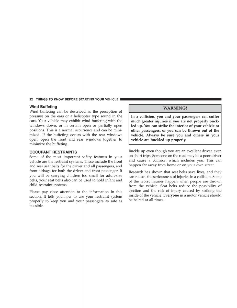 Chrysler Sebring JR27 Convertible owners manual / page 22