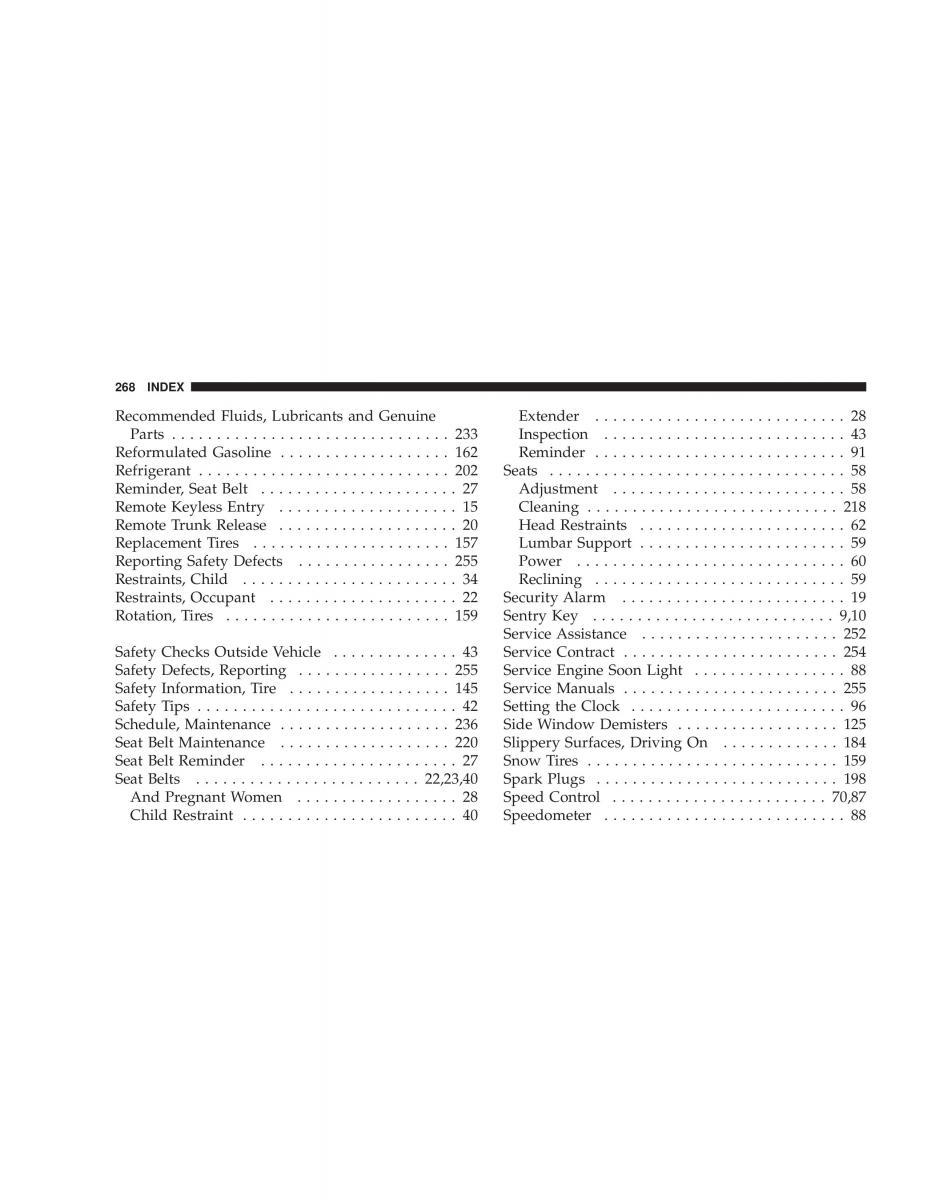 manual  Chrysler Sebring JR27 Convertible owners manual / page 268