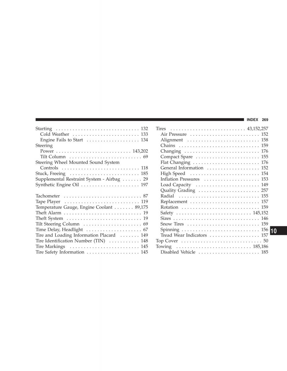 manual  Chrysler Sebring JR27 Convertible owners manual / page 269