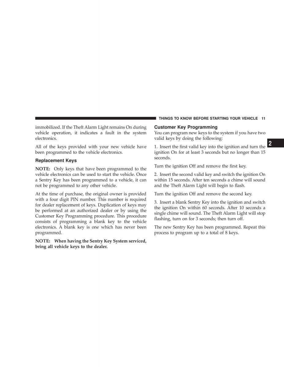 Chrysler Sebring JR27 Convertible owners manual / page 11