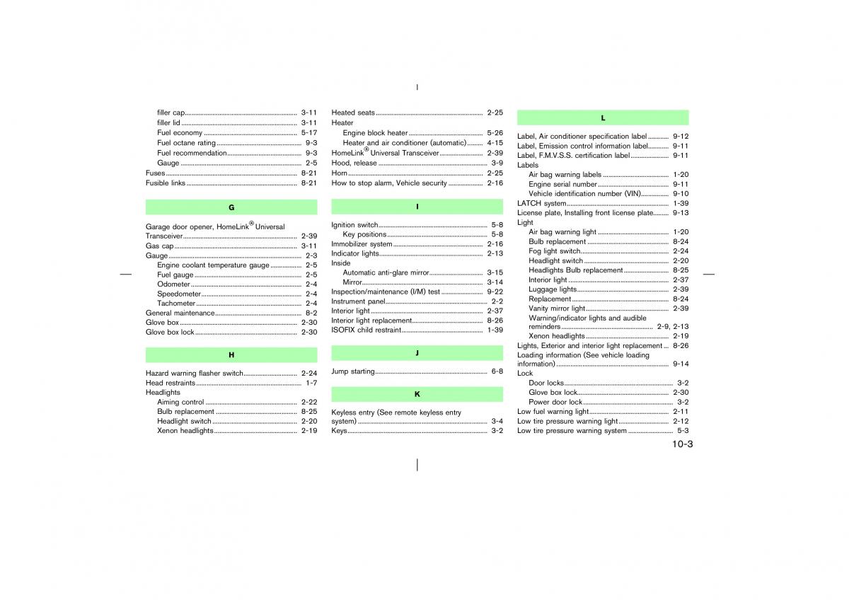 Nissan Murano Z50 owners manual / page 260