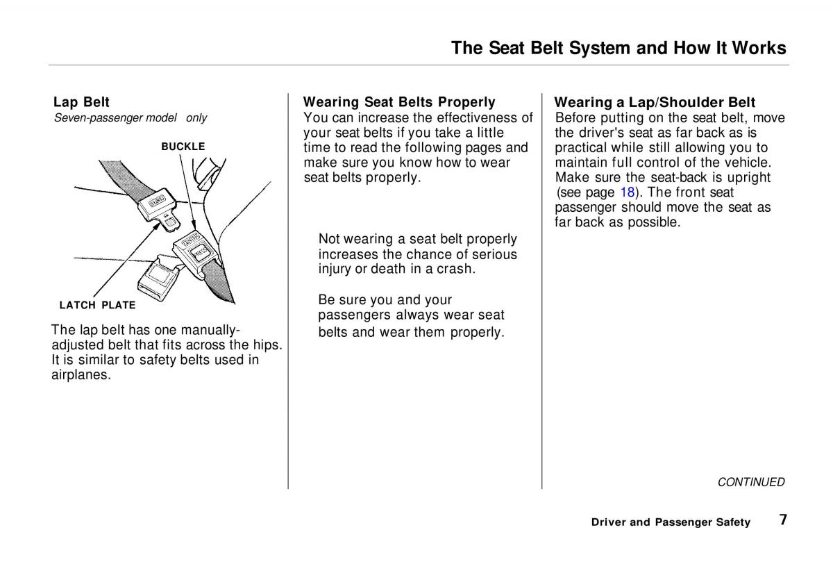 Honda Odyssey I 1 Honda Shuttle Isuzu Oasis owners manual / page 8