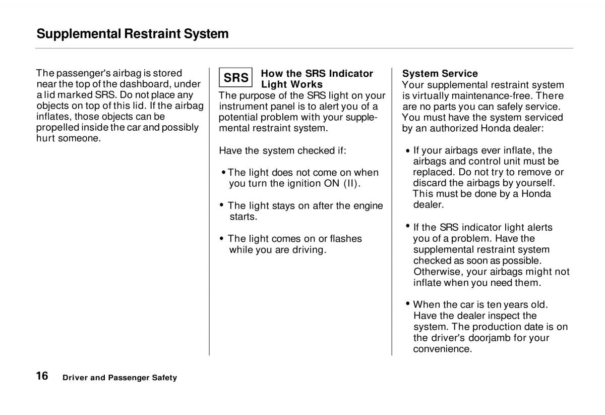 Honda Odyssey I 1 Honda Shuttle Isuzu Oasis owners manual / page 17