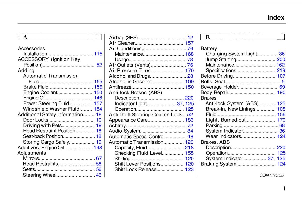 Honda Odyssey I 1 Honda Shuttle Isuzu Oasis owners manual / page 232