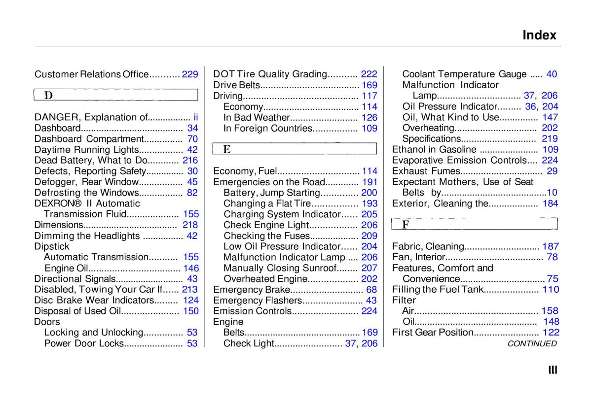 Honda Odyssey I 1 Honda Shuttle Isuzu Oasis owners manual / page 234