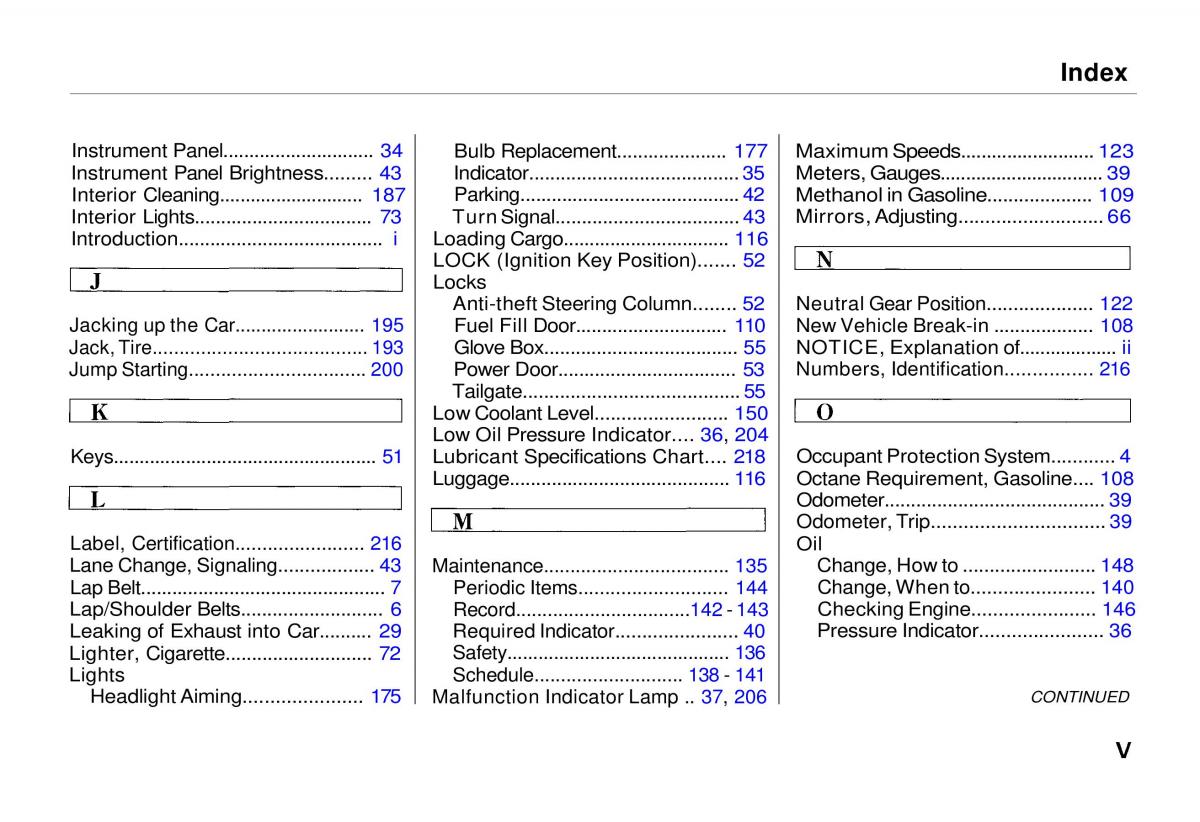 Honda Odyssey I 1 Honda Shuttle Isuzu Oasis owners manual / page 236