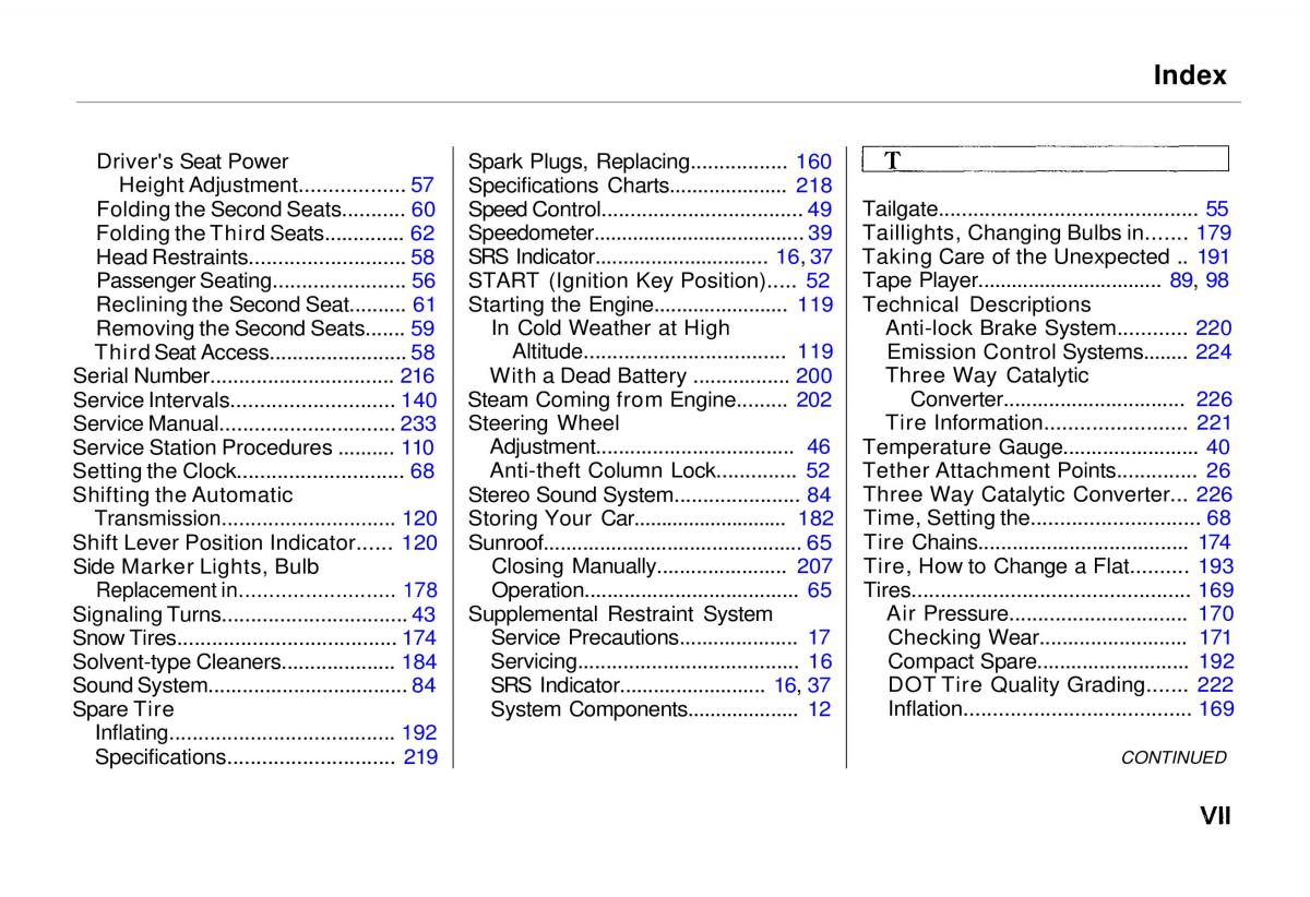 manual  Honda Odyssey I 1 Honda Shuttle Isuzu Oasis owners manual / page 238