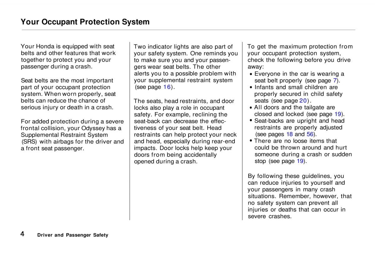 manual  Honda Odyssey I 1 Honda Shuttle Isuzu Oasis owners manual / page 5