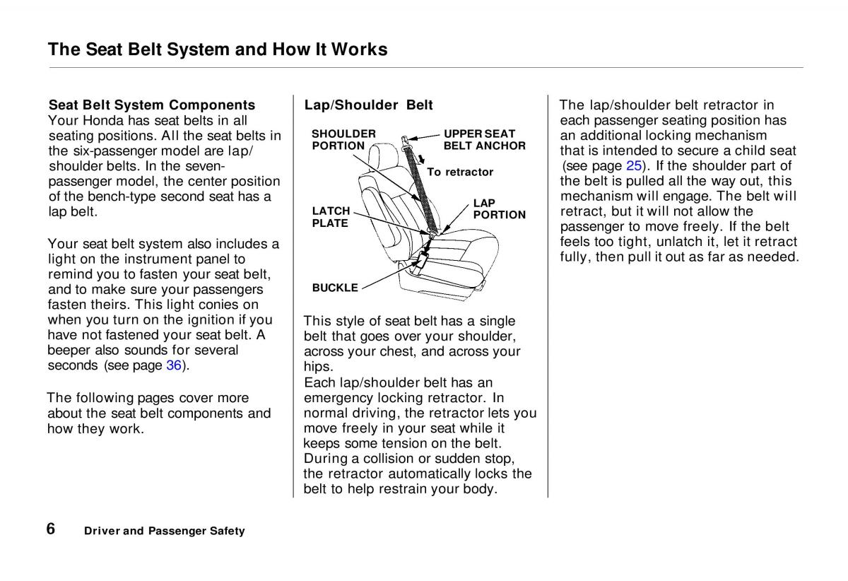Honda Odyssey I 1 Honda Shuttle Isuzu Oasis owners manual / page 7