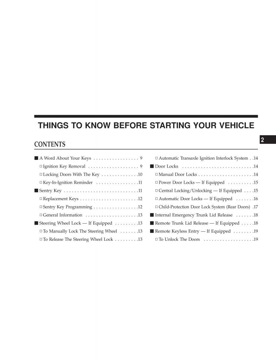 Chrysler Neon II 2 Dodge Neon owners manual / page 7