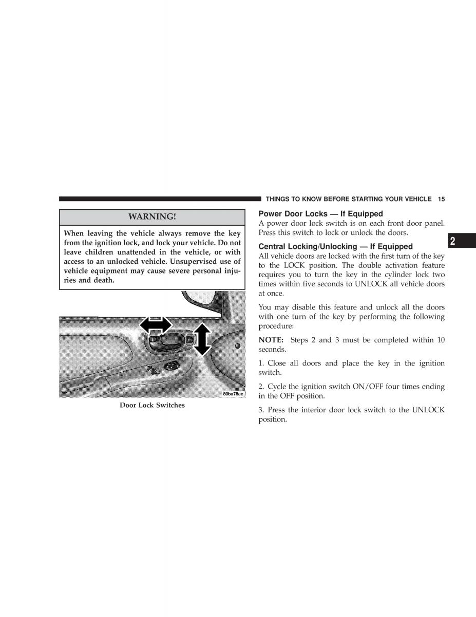 Chrysler Neon II 2 Dodge Neon owners manual / page 15