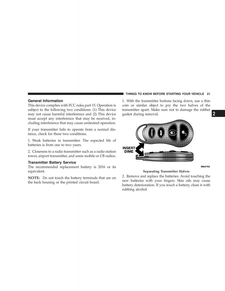 manual  Chrysler Neon II 2 Dodge Neon owners manual / page 21