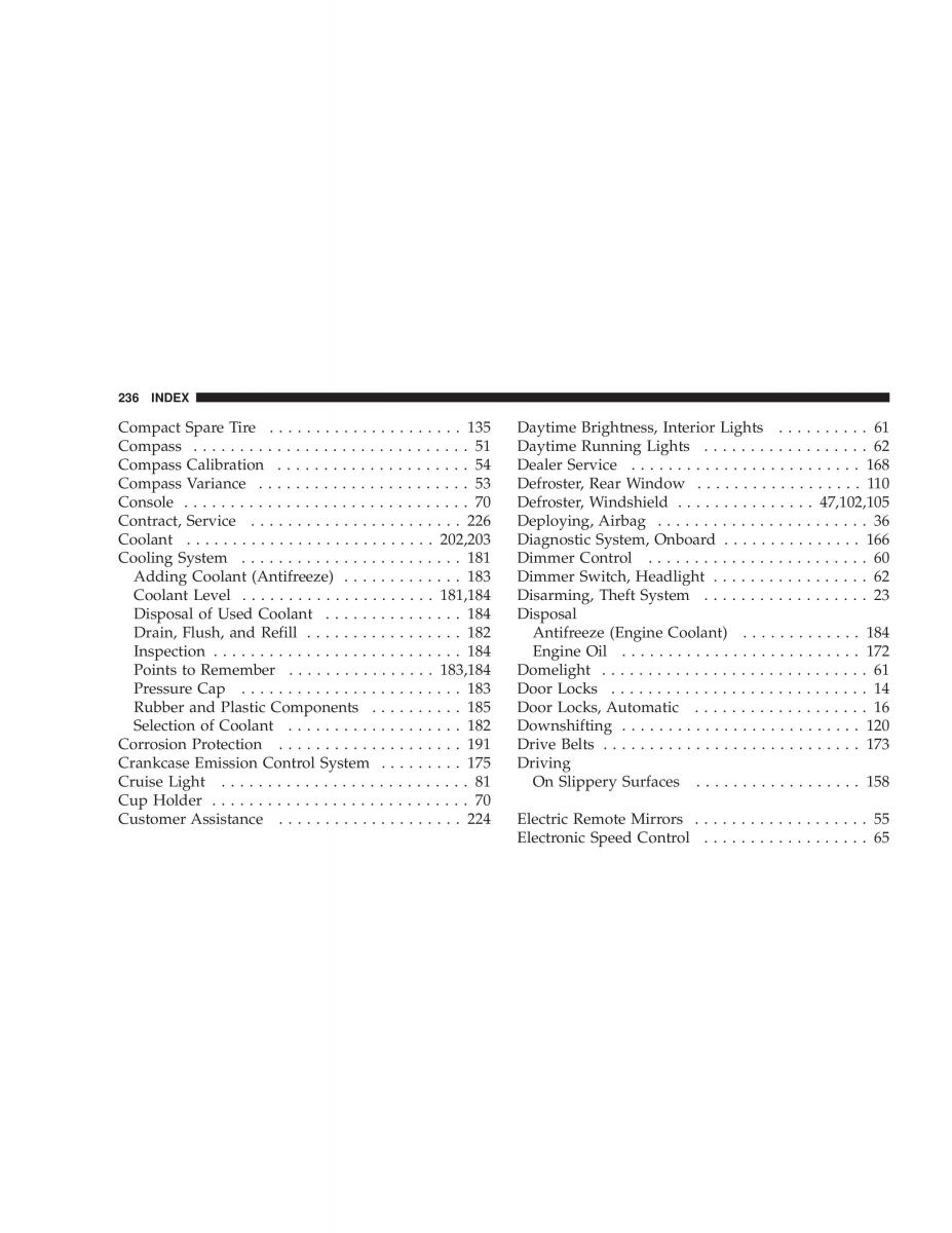 manual  Chrysler Neon II 2 Dodge Neon owners manual / page 236