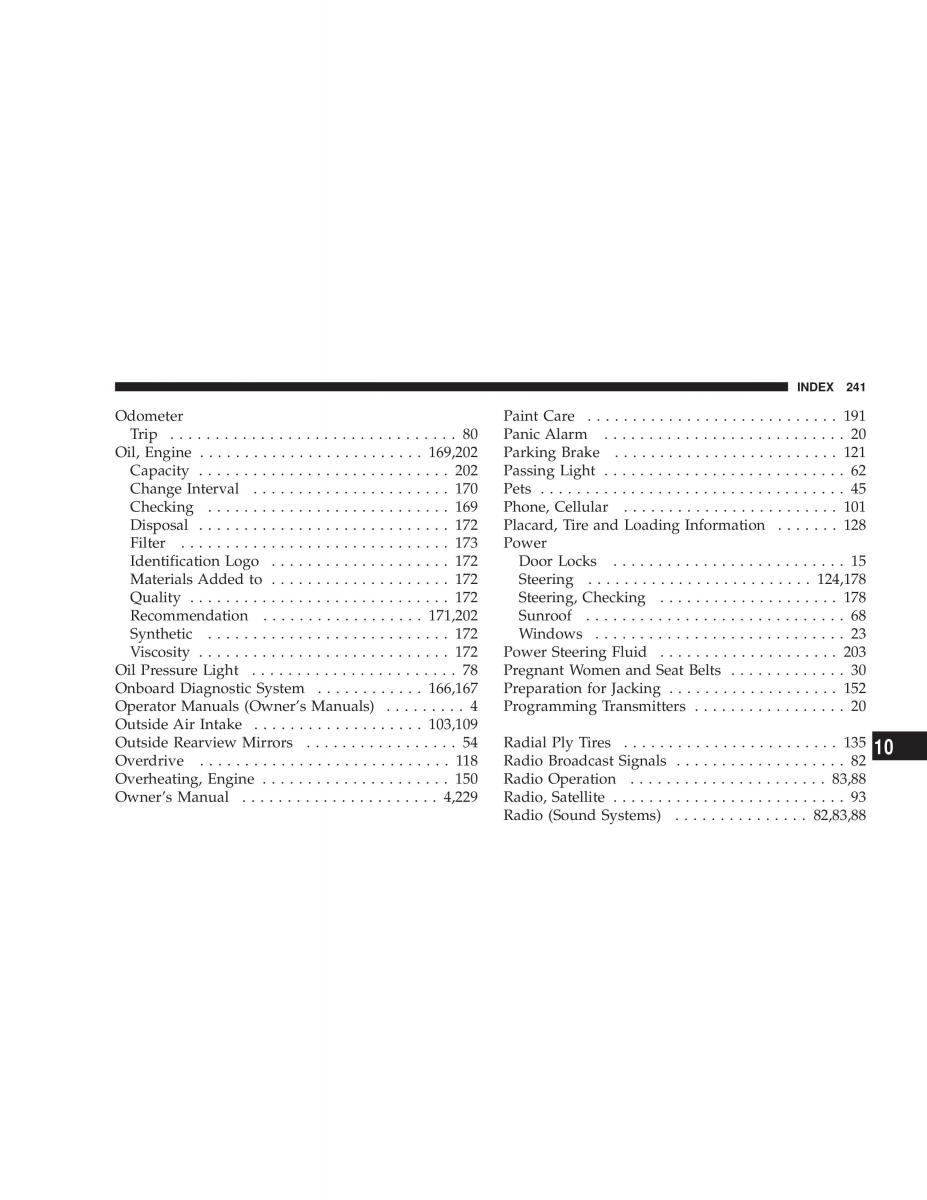 Chrysler Neon II 2 Dodge Neon owners manual / page 241