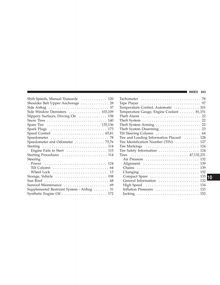 manual  Chrysler Neon II 2 Dodge Neon owners manual / page 243